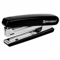 Степлер №10 BRAUBERG "Classic", до 12 листов, с антистеплером, черный, 222545 - фото 13744041