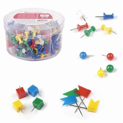 Набор BRAUBERG, силовые кнопки, 60 шт., шарики 60 шт., кубики 60 шт., флажки 60 шт., 223518 - фото 13744054