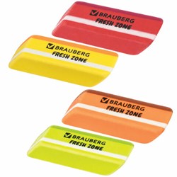 Ластик большой BRAUBERG "Fresh Zone", 60х18х12 мм, цвет ассорти, прямоугольный, скошенный, 228717 - фото 13744230