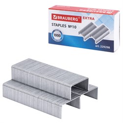 Скобы для степлера цинковое покрытие №10, 1000 штук, BRAUBERG "EXTRA", до 20 листов, 229298 - фото 13744259