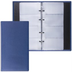 Визитница на кольцах BRAUBERG "Favorite", на 240 визиток, под фактурную кожу, темно-синяя, 231664 - фото 13744322