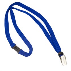 Лента для бейджей, 45 см, с безопасным сцеплением, с клипом, СИНЯЯ, BRAUBERG, 235725 - фото 13744383