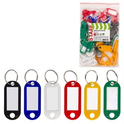 Бирки для ключей КОМПЛЕКТ 100 шт., длина 50 мм, инфо-окно 30х15 мм, АССОРТИ, STAFF, 237493 - фото 13744483