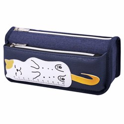 Пенал мягкий ЮНЛАНДИЯ, 2 отделения, полиэстер, "Cats rule", синий, 21х9х6 см, 271576 - фото 13744782