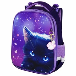 Ранец BRAUBERG PREMIUM, 2 отделения, с брелоком, "Anime cat", 38х29х16 см, 272017 - фото 13744832