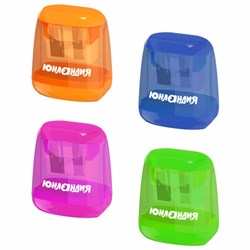 Точилка с контейнером для простых и утолщенных карандашей ЮНЛАНДИЯ "СУНДУЧОК", 2 отверстия, 272506 - фото 13744938