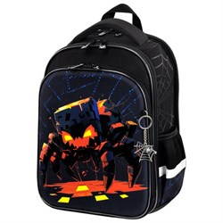 Ранец BRAUBERG QUADRO, 3 отделения, с брелком, Fire spider, 37х28х18 см, 273106 - фото 13745056