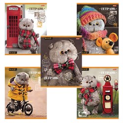 Тетрадь 18 л., HATBER, клетка, обложка картон, "КОТ БАСИК" (микс в спайке), 042723, 18Т5В1 - фото 13747050