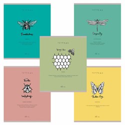 Тетрадь А5 48 л. ПЗБМ, скоба, клетка, матовая ламинация, брайль, "Насекомые шутят" (микс в спайке), 23249 - фото 13747158