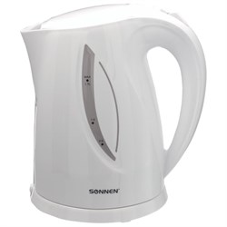 Чайник SONNEN KT-1758, 1,7 л, 2200 Вт, закрытый нагревательный элемент, пластик, белый, 453415 - фото 13747198