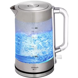 Чайник TIMBERK T-EK27G04, 2 л, 2200 Вт, закрытый нагревательный элемент, стекло, стальной - фото 13747750