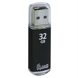 Флеш-диск 32 GB, SMARTBUY V-Cut, USB 2.0, металлический корпус, черный, SB32GBVC-K - фото 13747852