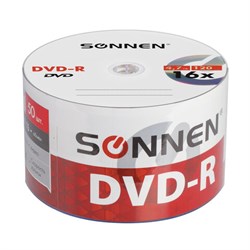 Диск DVD-R SONNEN 4,7 Gb 16x Bulk (термоусадка без шпиля), КОМПЛЕКТ 50 шт., 512574 - фото 13747859