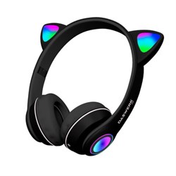 Наушники беспроводные игровые накладные, с ушками, светящиеся, черные DASWERK (ДАСВЕРК) VZV-23M, 513800 - фото 13747936