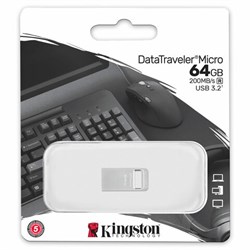 Флеш-диск 64 GB, KINGSTON DataTraveler Micro USB 3.2, металлический корпус, серебристый, DTMC3G2/64GB - фото 13747973