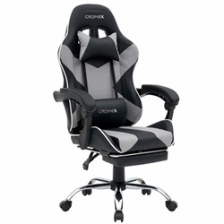 Кресло компьютерное CROMEX (КРОМЕКС) "Wave GM-145", вибромассаж, подножка, подушки, экокожа, черное/серое, 532956 - фото 13748404