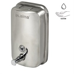 Дозатор для жидкого мыла LAIMA BASIC, 1 л, нержавеющая сталь, зеркальный, 601796 - фото 13748664