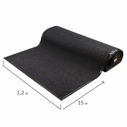 Коврик дорожка ворсовый влаго-грязезащита 1,2х15 м, толщина 7 мм, черный, В РУЛОНЕ, LAIMA, 602883 - фото 13748708
