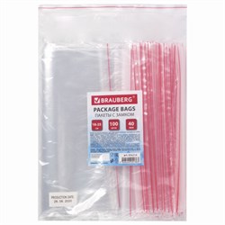 Пакеты с замком ZIP LOCK "зиплок", комплект 100 шт., 180х250 мм, ПВД, толщина 40 микрон, BRAUBERG, 606214 - фото 13748893