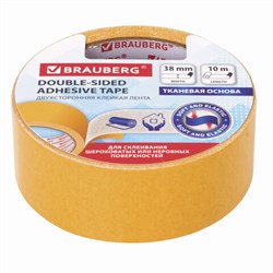 Клейкая двухсторонняя лента 38 мм х 10 м, ТКАНЕВАЯ ОСНОВА, BRAUBERG, 606428 - фото 13748916