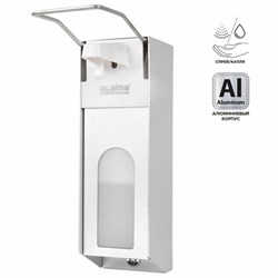 Дозатор локтевой для антисептика и мыла с замком УНИВЕРСАЛЬНЫЙ, с еврофлаконом 1 л, LAIMA, металлический, 607328, X-CL268 - фото 13748964