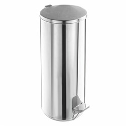 Ведро мусорное с педалью 30 литров, УСИЛЕННОЕ, кольцо под мешок, хром, нержавеющая сталь, ТИТАН - фото 13748992