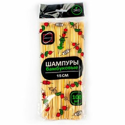 Шпажки-шампуры для шашлыка бамбуковые 15 см, 100 штук, КП, 137599 - фото 13750552