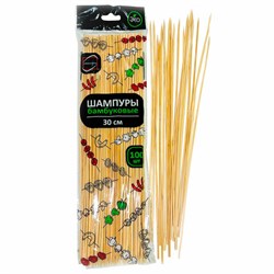 Шпажки-шампуры для шашлыка бамбуковые 30 см, 100 штук, КП, 117225 - фото 13750555