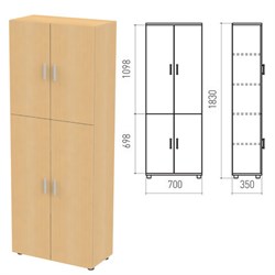 Шкаф закрытый "Канц", 700х350х1830 мм, цвет бук невский (КОМПЛЕКТ) - фото 13750652