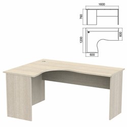 Стол компактный "Арго", 1600х1200х760 мм, левый, ясень шимо (КОМПЛЕКТ) - фото 13750913