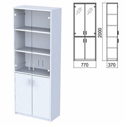 Шкаф закрытый со стеклом "Арго", 770х370х2000 мм, серый (КОМПЛЕКТ) - фото 13751048