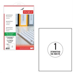 Этикетка самоклеящаяся ВСЕПОГОДНАЯ 210х297 мм, 1 этикетка, полиэстер, белая, 25 листов, TANEX, сырье Финляндия, 114545, TW-2000 - фото 13764175