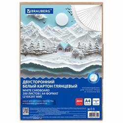Картон белый А4 МЕЛОВАННЫЙ (белый оборот) 200 листов, в коробе, BRAUBERG, 210х297 мм, 116632 - фото 13764198