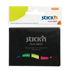 Закладки клейкие HOPAX НЕОНОВЫЕ, пластиковые, 12х45 мм, 5 цветов х 25 листов, в обложке, европодвес, 21076 - фото 13764232