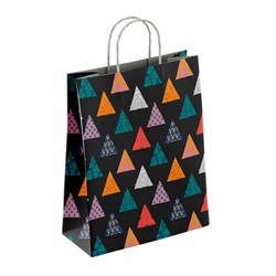 Крафт-пакет бумажный "Геометрия" 22х12х25 см, с кручеными ручками, плотность 100 г/м2, белый, 112290 - фото 13764573