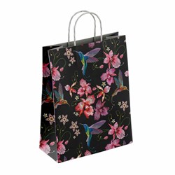 Крафт-пакет бумажный "Колибри" 22х12х25 см, с кручеными ручками, плотность 100 г/м2, белый, 115328 - фото 13764576