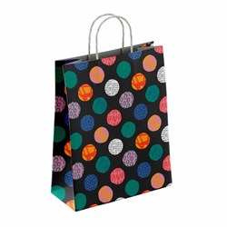 Крафт-пакет бумажный "Геометрия" 26х15х35 см, с кручеными ручками, плотность 100 г/м2, белый, 112306 - фото 13764581