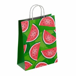 Крафт-пакет бумажный "Фрукты" 26х15х35 см, с кручеными ручками, плотность 100 г/м2, белый, 112252 - фото 13764583