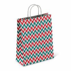 Крафт-пакет бумажный "Зигзаг" 26х15х35 см, с кручеными ручками, плотность 100 г/м2, белый, 113211 - фото 13764584