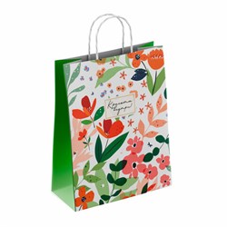 Крафт-пакет бумажный "Красота внутри" 26х15х35 см, с кручеными ручками, плотность 100 г/м2, белый, 113563 - фото 13764585