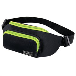 Сумка на пояс HEIKKI RIO (ХЕЙКИ), карман, регулируемый ремень, черная/салатовая, 30х12x10 см, 272615 - фото 13767744