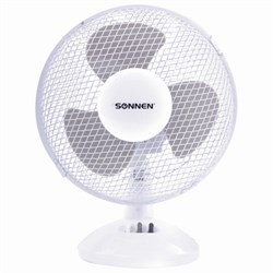 Вентилятор настольный SONNEN FT23-B6, d=23 см, 25 Вт, на подставке, 2 скоростных режима, белый/серый, 451038 - фото 13768765