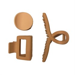 Крабы для волос НАБОР 3 шт., 4 см / 5 см / 11 см, soft touch, коричневый, MONTE VITA (МОНТЕ ВИТА), 457031 - фото 13768860