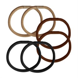 Резинки для волос НАБОР 6 шт., 0,4х14 см, чёрный, коричневый, бежевый, MONTE VITA (МОНТЕ ВИТА), 457043 - фото 13768872