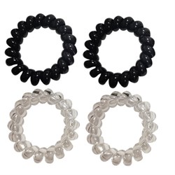 Резинки для волос НАБОР 4 шт., диаметр 4 см, пружинка, чёрный, прозрачный, MONTE VITA (МОНТЕ ВИТА), 457056 - фото 13768885