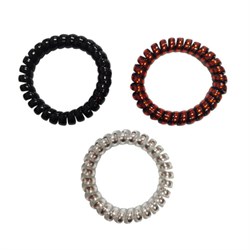 Резинки для волос НАБОР 3 шт., диаметр 5,5 см, чёрный, серебристый, коричневый, MONTE VITA (МОНТЕ ВИТА), 457057 - фото 13768886