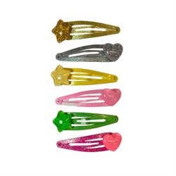 Заколки для волос НАБОР 6 шт., 5 см, клик-клак, с декоративными элементами, разные цвета, MONTE VITA (МОНТЕ ВИТА), 457089 - фото 13768918