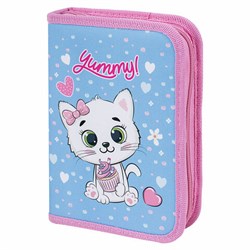 Пенал ПИФАГОР, 1 отделение, 2 откидные планки, полиэстер, 20х14 см, "Yummy Cupcakes", 271512 - фото 13769665