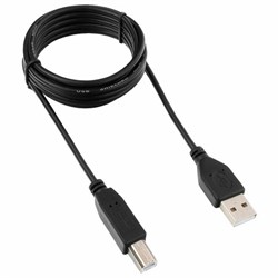 Кабель USB 2.0 AM-BM, 1,8 м, ГАРНИЗОН, медь, черный, пакет, GCC-USB2-AMBM-1.8M, 14371 - фото 14225439