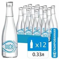 Вода негазированная питьевая BONA AQUA 0,33 л, стеклянная бутылка, 2418801 - фото 14225597